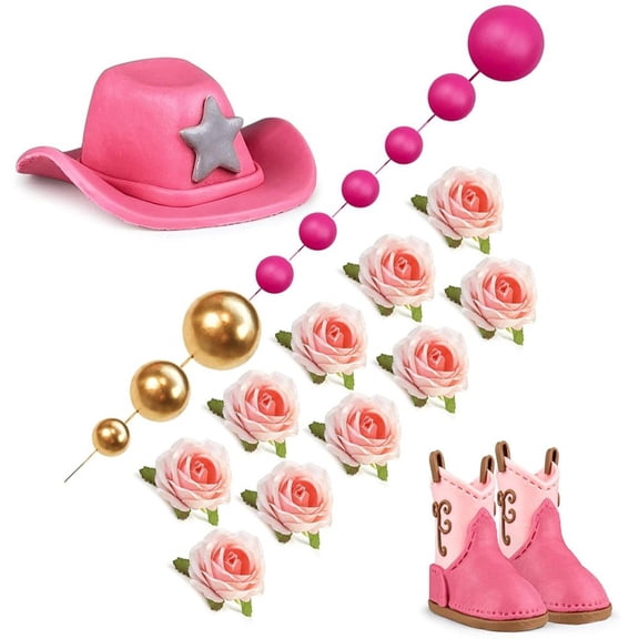 Cowgirl Cake Decorations Cowgirl Hat and Boot Cake Toppers Disco Ball Cake Topper Western Cowgirl Birthday Baby Shower Party Favors Supplies