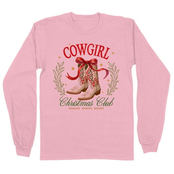 Cowgirl Christmas Club Long Sleeve Shirt Unisex 3X-Large Pink