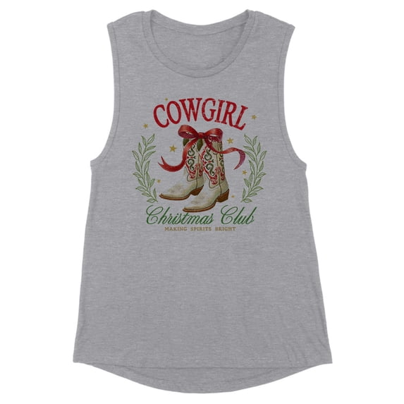 Cowgirl Christmas Club Women's Muscle Tank Large Heather Grey