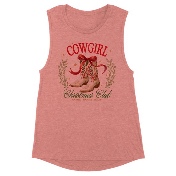 Cowgirl Christmas Club Women's Muscle Tank Medium Desert Pink