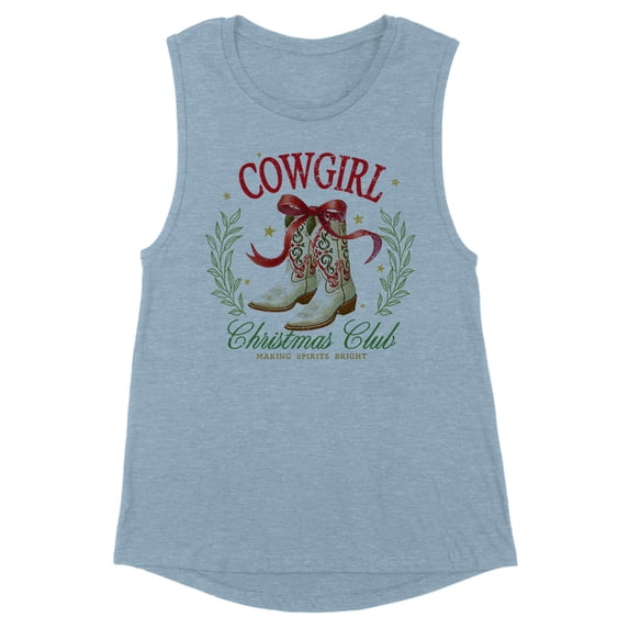 Cowgirl Christmas Club Women's Muscle Tank X-Small Stonewash Denim