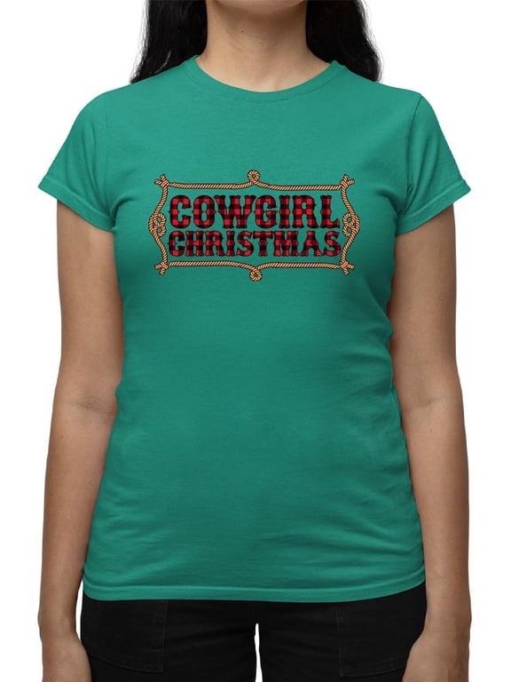 Cowgirl Christmas Plaid Tee T-shirt Women's
