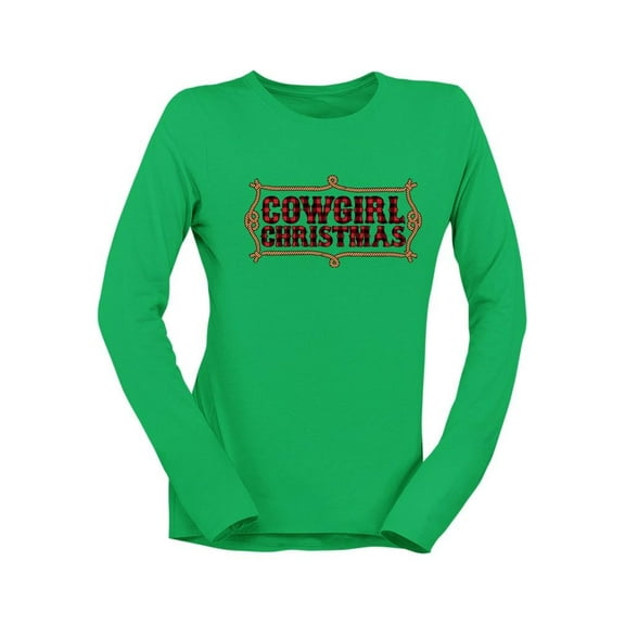 Cowgirl Christmas Plaid Women's Long Sleeve