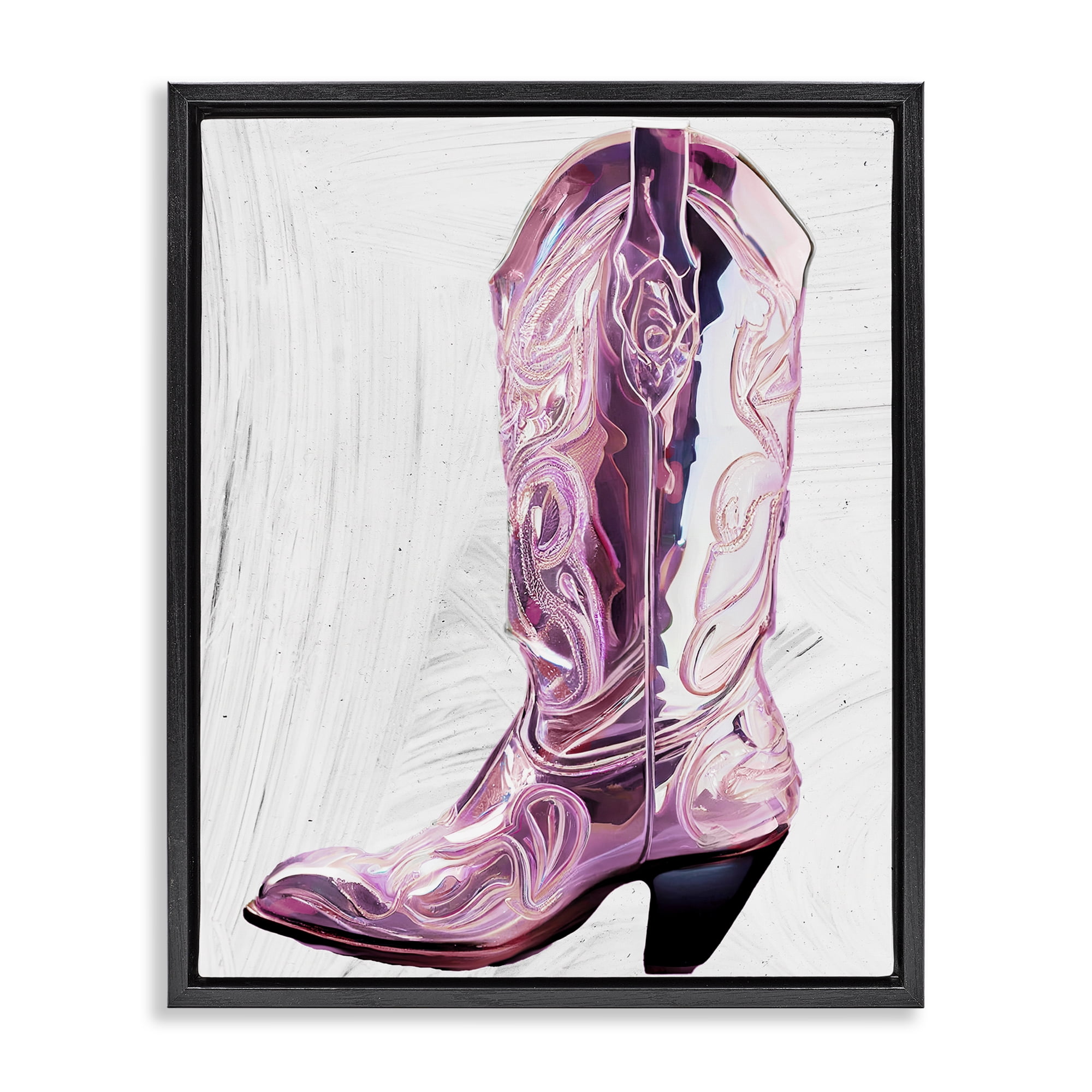 Cowgirl Cinderella's Boot Black Framed Floater Canvas Wall Art, design by Sasha