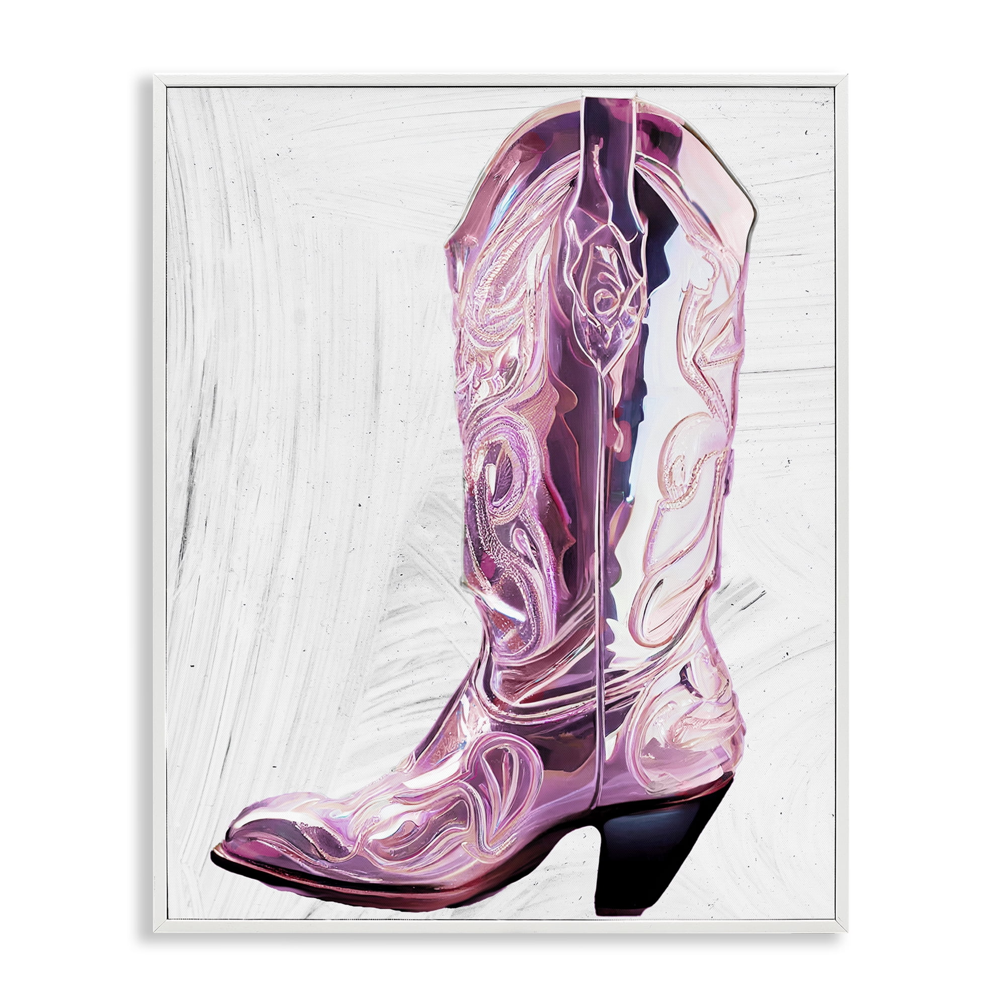 Cowgirl Cinderella's Boot White Framed Giclee Art, design by Sasha