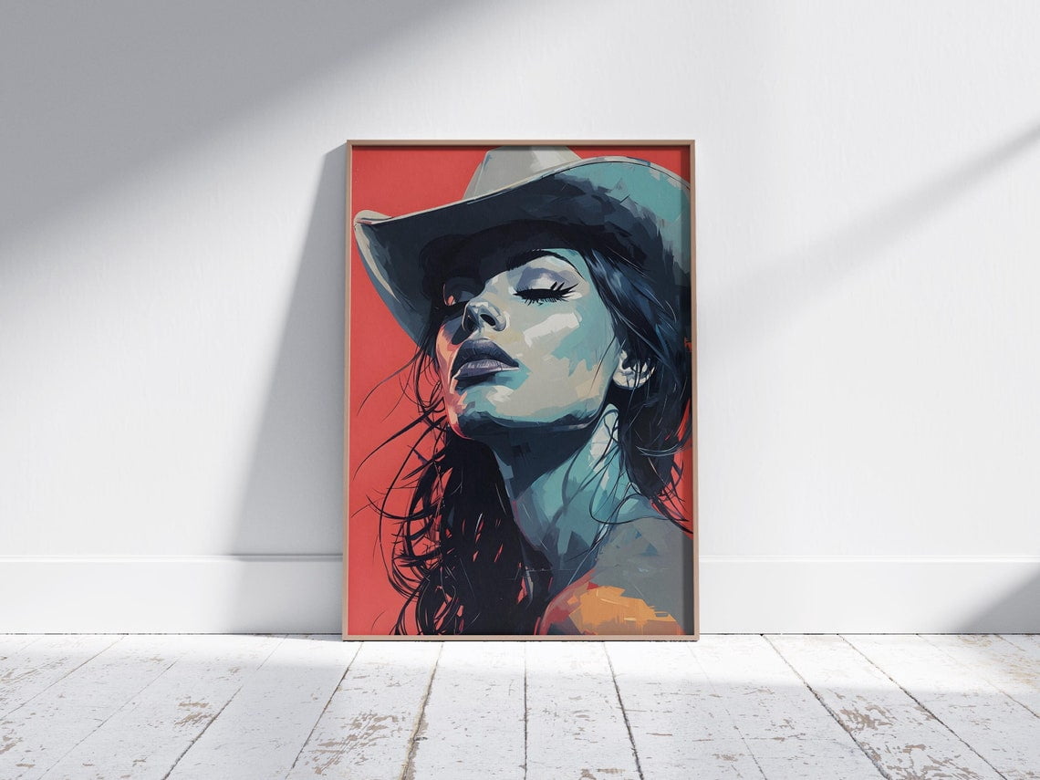 Cowgirl Colorful Maximalist Rodeo Western Wall Art, Unframed Canvas ...