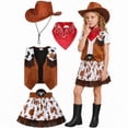 thumbnail image 1 of Cowgirl Cosplay, Cowgirl Costume, Cowgirl Outfit, Cowgirl Roleplay, Cowgirl Cos, Fringe Cowgirl Costume Set Brown Vest Skirt With Hat and Bandana Western Outfit for Trick Or Treat, Pink L, 1 of 8