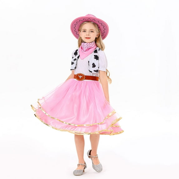 Cowgirl Costume Set for Little Girls, Halloween Rodeo Dress Up