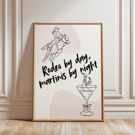 Cowgirl Country Chic Bar Wall Art, Unframed Paper Print Size 8x12