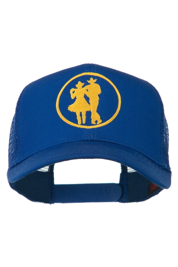 Cowgirl Cowboy Dancing Embroidered Mesh Back Cap - Royal OSFM