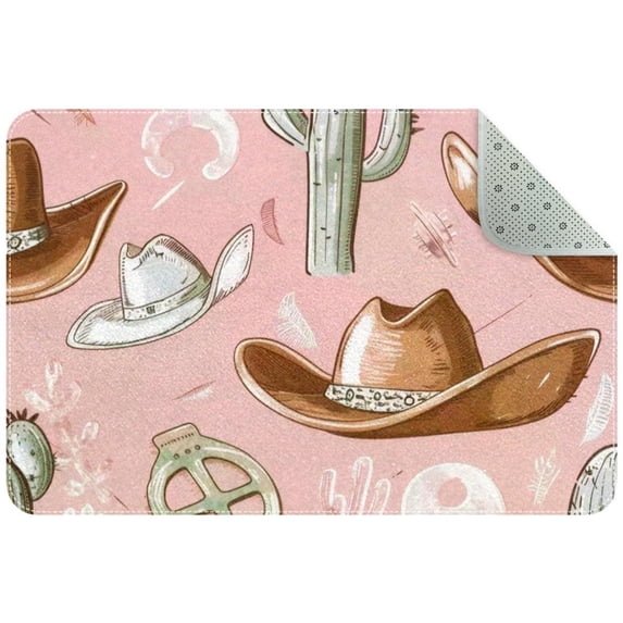 Cowgirl and Cowboy Wild West Pattern Entryway Rug, 2x3 Area Rug Indoor Door Mat Non-slip Washable Floor Carpet Rug for Bedroom Office Dining Room Bathroom
