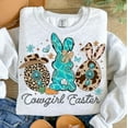 thumbnail image 1 of Cowgirl Easter Sweatshirt, Western Bunny Crewneck, Coquette Country Pullover, Cowhide Egg Top, Cute Easter Sweatshirt, 1 of 5