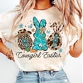 thumbnail image 1 of Cowgirl Easter T-Shirt, Western Bunny Graphic Tee, Coquette Country Spring Shirt, Cowhide Eggs Retro Easter T-Shirt, 1 of 5
