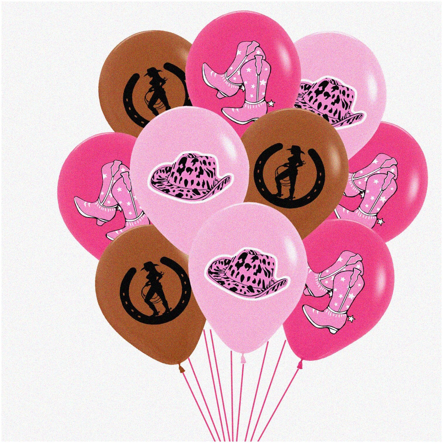 Cowgirl Fiesta Balloon Bonanza - 30pcs Latex Boot & Hat Balloons for