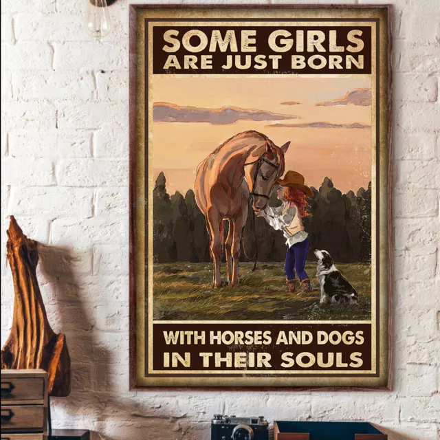 Targa In Metallo WEIMEILD Con Frase "Some Girls Are Just Born With Horses In Their Souls" | Poster Retrò 20x30 Cm Per Parete | Decorazione Vintage Per Casa, Camera Da Letto, Bar E Garage | Regalo Originale Per Amanti Dei Cavalli