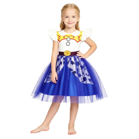 Cowgirl Halloween Costumes Cartoon Cosplay Princess Dress, Tulle Dress Outfit, Dress-Up Apparel for Anime Themed Party Events