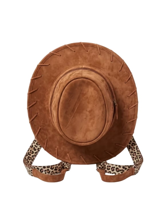 Cowgirl Hat Backpack, Western Cowboy Hat Backpack with Adjustable Strap, Fun Costume Accessory Bag for Birthday Party Festivals & Daily Use (Brown)