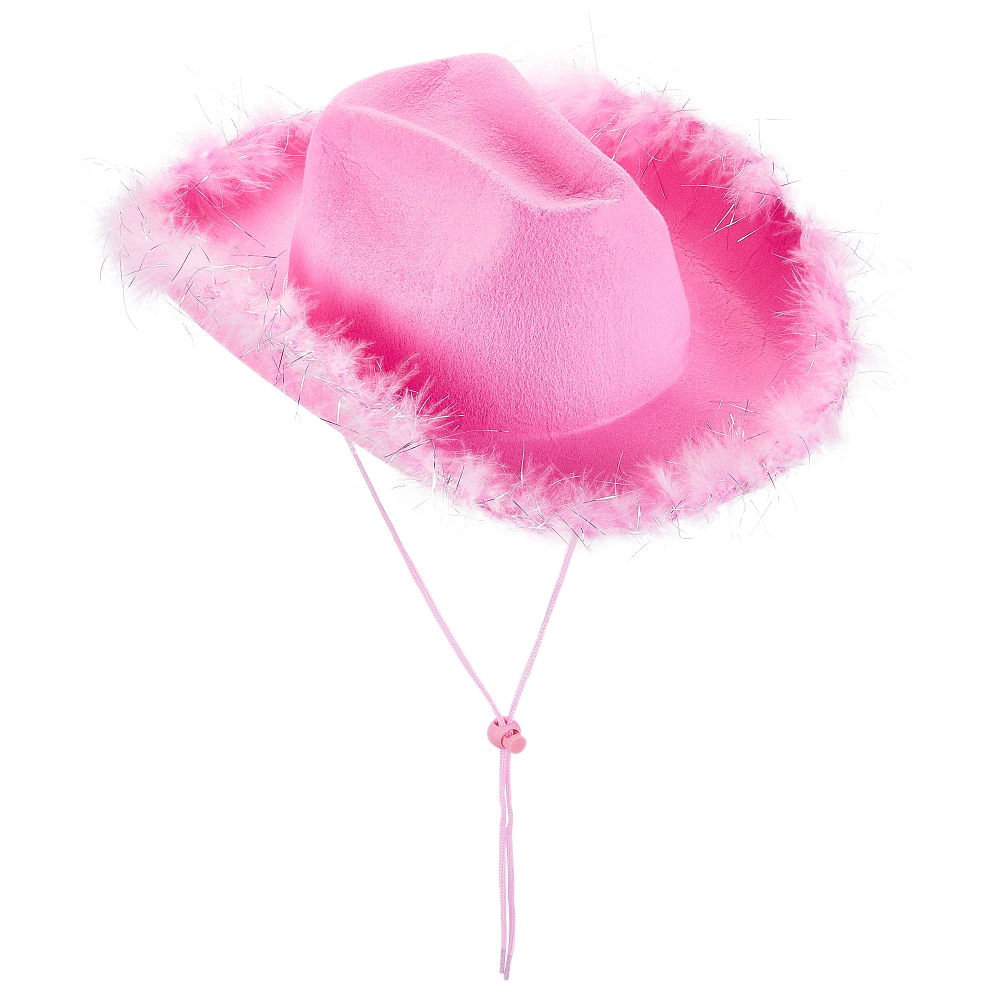 Cowgirl Hat Felt Cowboy Hat for Women Fluffy Feather Brim Shiny Crown ...