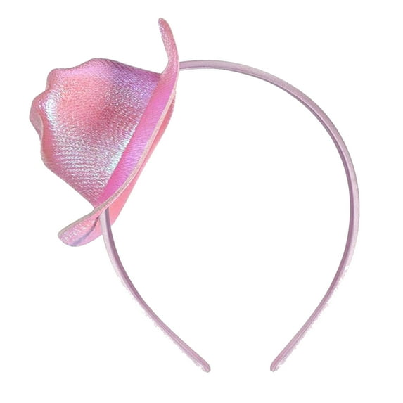 Cowgirl Hat Headband Pink Feather Hat Decor Hair Hoop Mini Cowboy Hat Accessory Portable Cowgirl Headpiece
