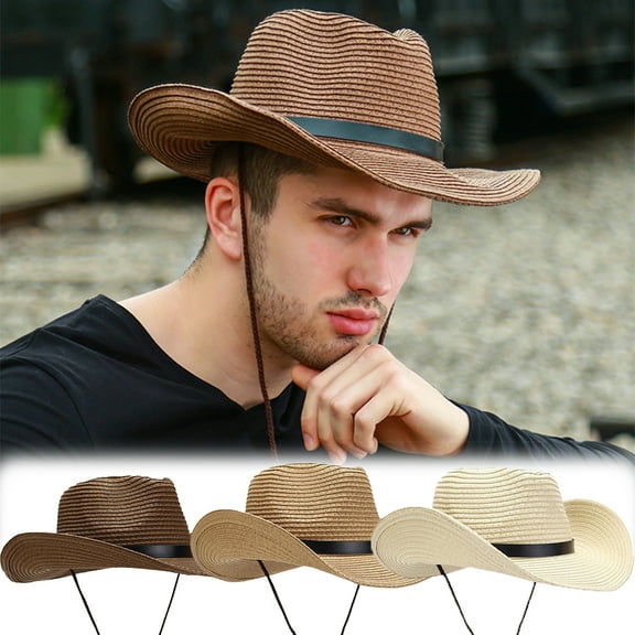 Cowgirl Hat Shapeable Wide Brim Classic Sun Woven Straw Hat Party Western Cowboy Hat for Adult Men Women Summer