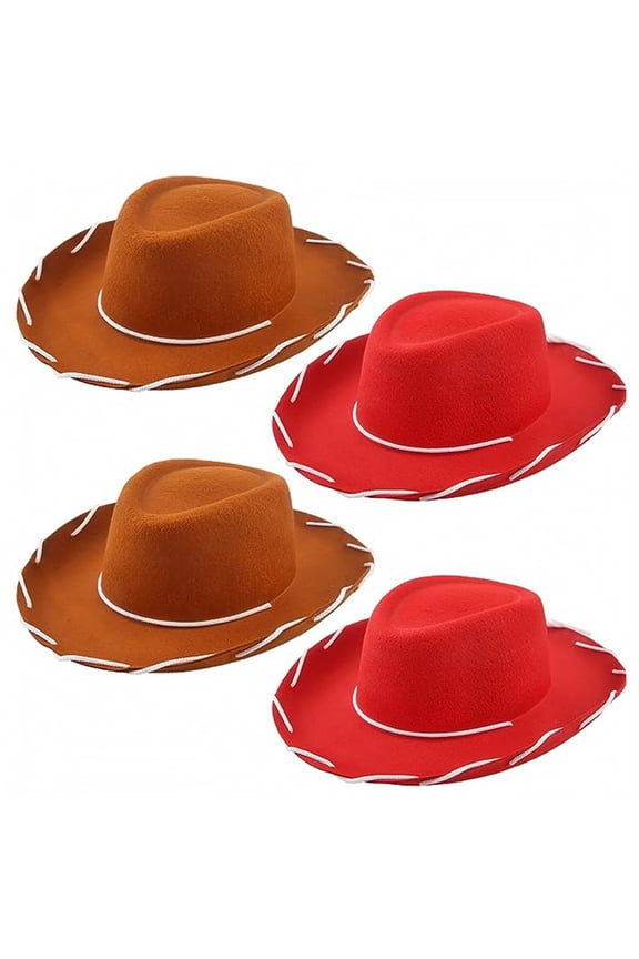 Cowgirl Hat,Western Cowboy Hats Wild West Classic Wide Brim Headwear for Men Women Halloween Cosplay,Themed Party Red One Size