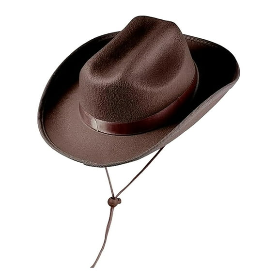 Cowgirl Hat, Yigetop Western Cowgirls Hats for Dress Costume Felt Cowboy Hat Retro Wide Brim Western Hat for Men and Women Pretend Play Cosplay Womens Cowboy Hats Brown One Size