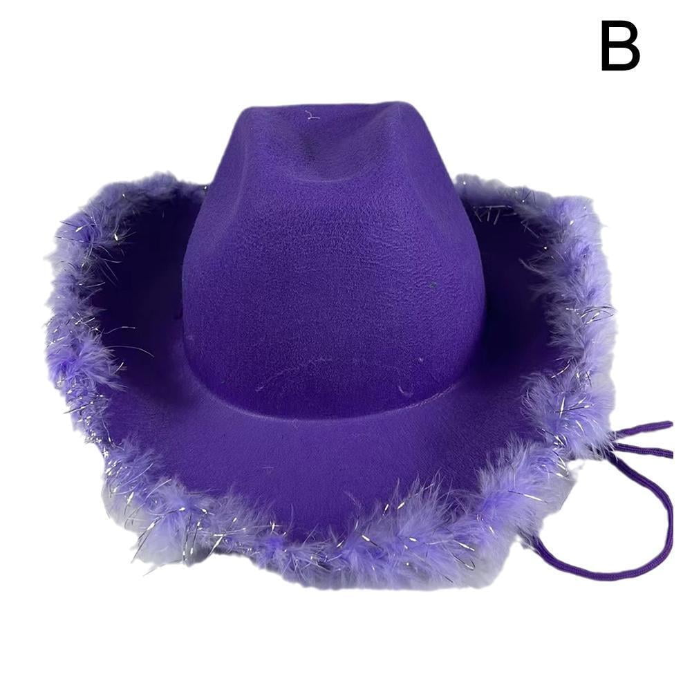 Cowgirl Hat with Fluffy Feathers Novelty Cowboy Hat Party Costume
