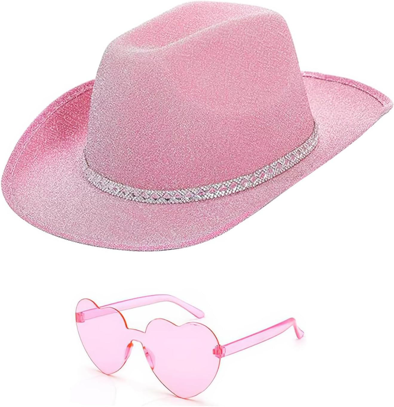 Cowgirl Hat with Heart Sunglasses Glitter Cowboy Hat for 