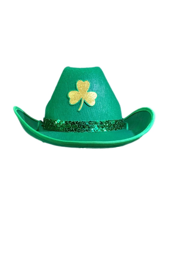 Cowgirl Hats, Country Hats, St. Patrick Hats, St. Patrick Merch, St. Patrick Top, St. Patrick's Day Cowboy Hat for Women Man 2026 Irish Shamrock Pattern Happy St. Patrick's Day Party Hats, Adult-C