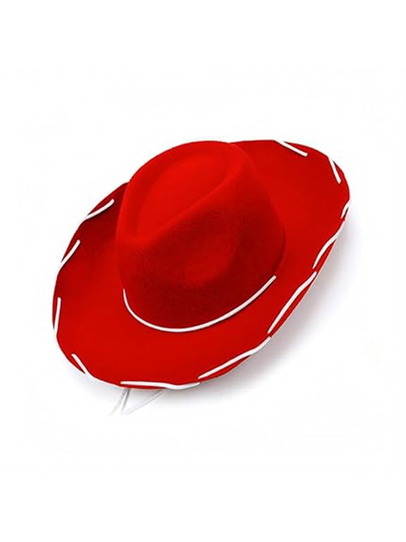 Cowgirl Hats Women Adjustable Chin Strap Cowgirl Hats Western Hat Jazz Wedding Birthday Halloween Party Red One Size