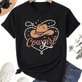 thumbnail image 1 of Cowgirl Heart Graphic Tee, Western Hat and Rope Cotton Shirt, 1 of 7