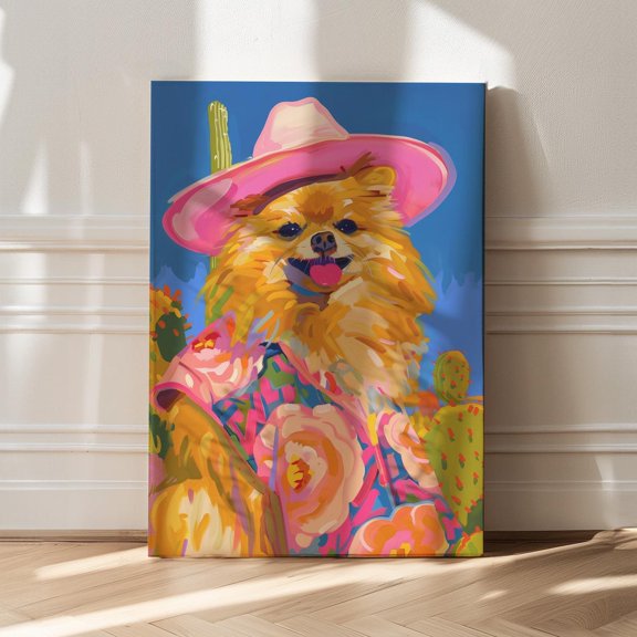 Cowgirl Home Decor Pomeranian Cowgirl Art Preppy Dog Art Dog Cowboy Hat Western Girly Decor Preppy Wall Decor Trendy Art Pom Mom Gift