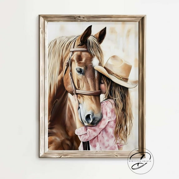 Cowgirl Horse Nursery Print, Cowgirl Nursery Decor, Rustic Western Nursery Wall Art, Girls Bedroom Decor, Vintage Room, Southwest Decor Home Decor #181, Unframed Poster Size 24x36