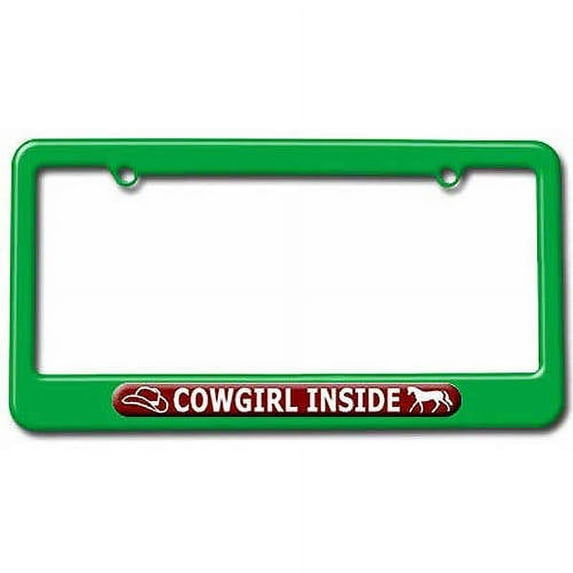 Cowgirl Inside, Cowboy Hat Horse License Plate Tag Frame, Multiple Colors