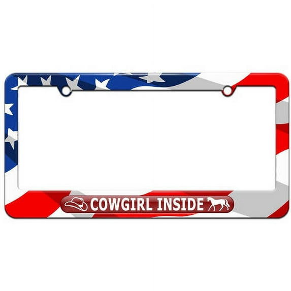 Cowgirl Inside, Cowboy Hat Horse License Plate Tag Frame, Multiple Colors