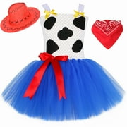 Cowgirl Jessie Costume for Girls Halloween Birthday Party Outfit Kids Cowboy Woody Tutu Dress