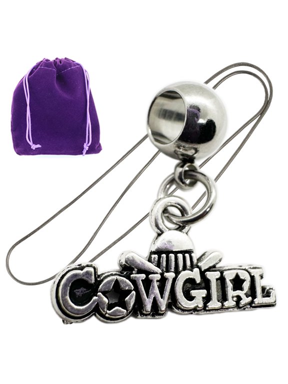 Cowgirl Stainless Steel Snake Chain Charm Necklace