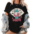 thumbnail image 1 of Cowgirl Lucky Pattern T Shirts Western Cowgirl Graphic Tees Turquoise Western Design Pattern Short Sleeve Casual Tops for Daily Outfits Black,S, 1 of 5