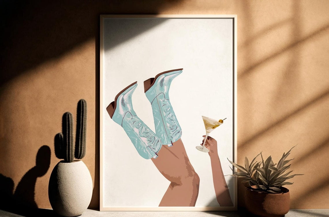 Cowgirl Martini Dry Martini Blue Rodeo Wall Art, Stretched Canvas ...