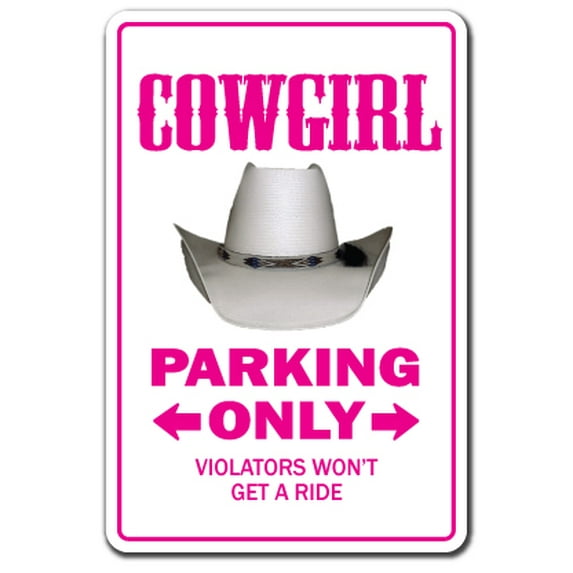 Cowgirl Novelty Aluminum Sign | Indoor/Outdoor | Funny Home Décor for Garages, Living Rooms, Bedroom, Offices | SignMission Farm Western Gift Horse Gag Funny Rodeo Sign Wall Plaque