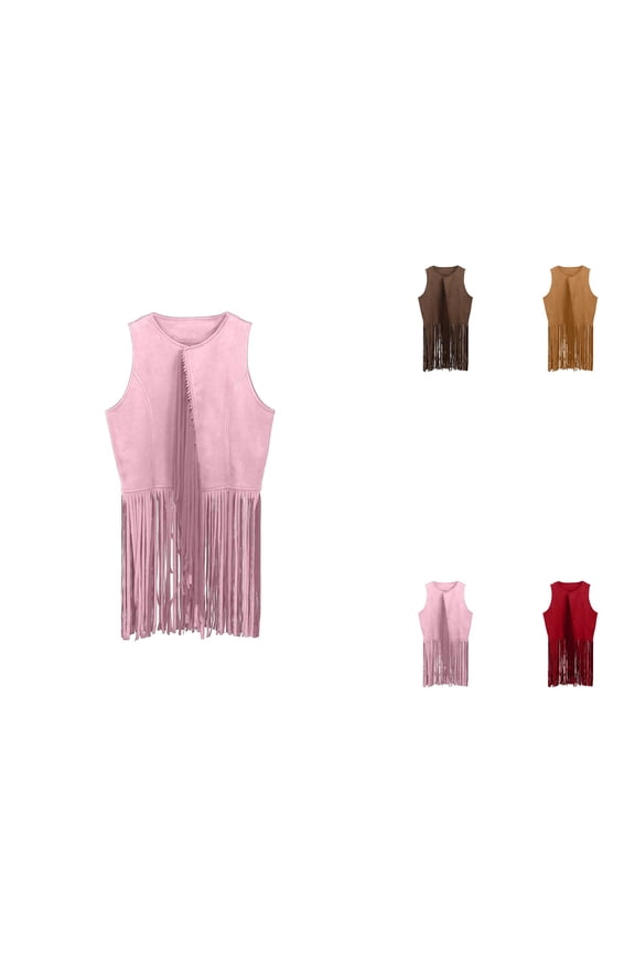 Cowgirl Outfit for Girls â 6-Piece Western Set with Fringe Tassel Vest, Cowboy Hat & Earrings for Halloween Party