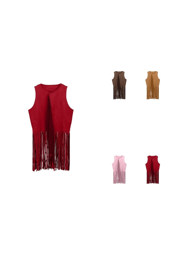 Cowgirl Outfit for Girls â 6-Piece Western Set with Fringe Tassel Vest, Cowboy Hat & Earrings for Halloween Party