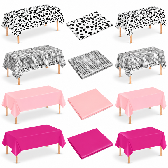 Cowgirl Pink 12 Pack Disposable Rectangle Plastic Tablecloths 54 x 108 Inch Party Supplies