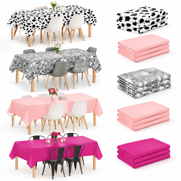 Cowgirl Pink 12 Pack Disposable Rectangle Plastic Tablecloths 54 x 108 Inch