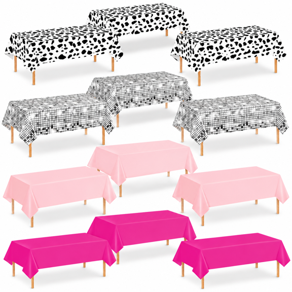 Cowgirl Pink 12 Pack Disposable Rectangle Plastic Tablecloths 54 x 108 Inch