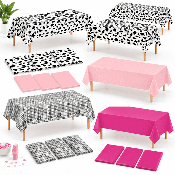 Cowgirl Pink 12 Pack Disposable Rectangle Plastic Tablecloths 54 x 108 Inch