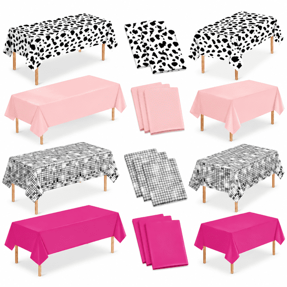 Cowgirl Pink 12 Pack Disposable Rectangle Plastic Tablecloths 54 x 108 Inch