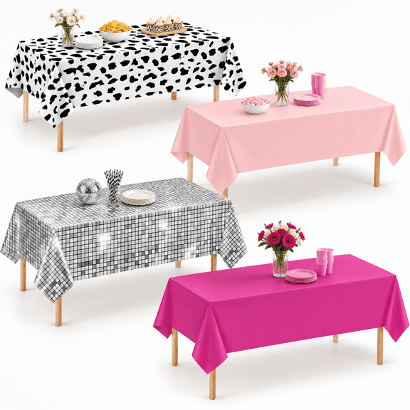 Cowgirl Pink 4 Pack Disco Cowgirl Disposable Rectangle Plastic Tablecloths 54 x 108 Inch