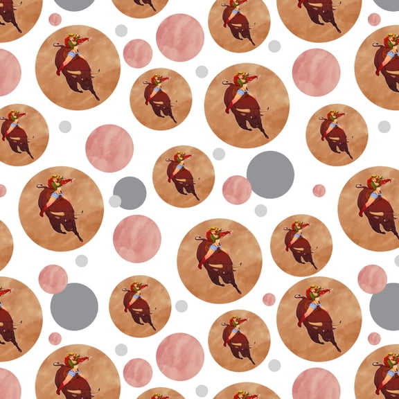 Cowgirl Pinup Riding Bucking Bull Rodeo Premium Gift Wrap Wrapping Paper Roll
