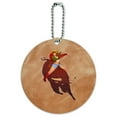 thumbnail image 1 of Cowgirl Pinup Riding Bucking Bull Rodeo Round Luggage ID Tag Card Suitcase Carry-On, 1 of 7